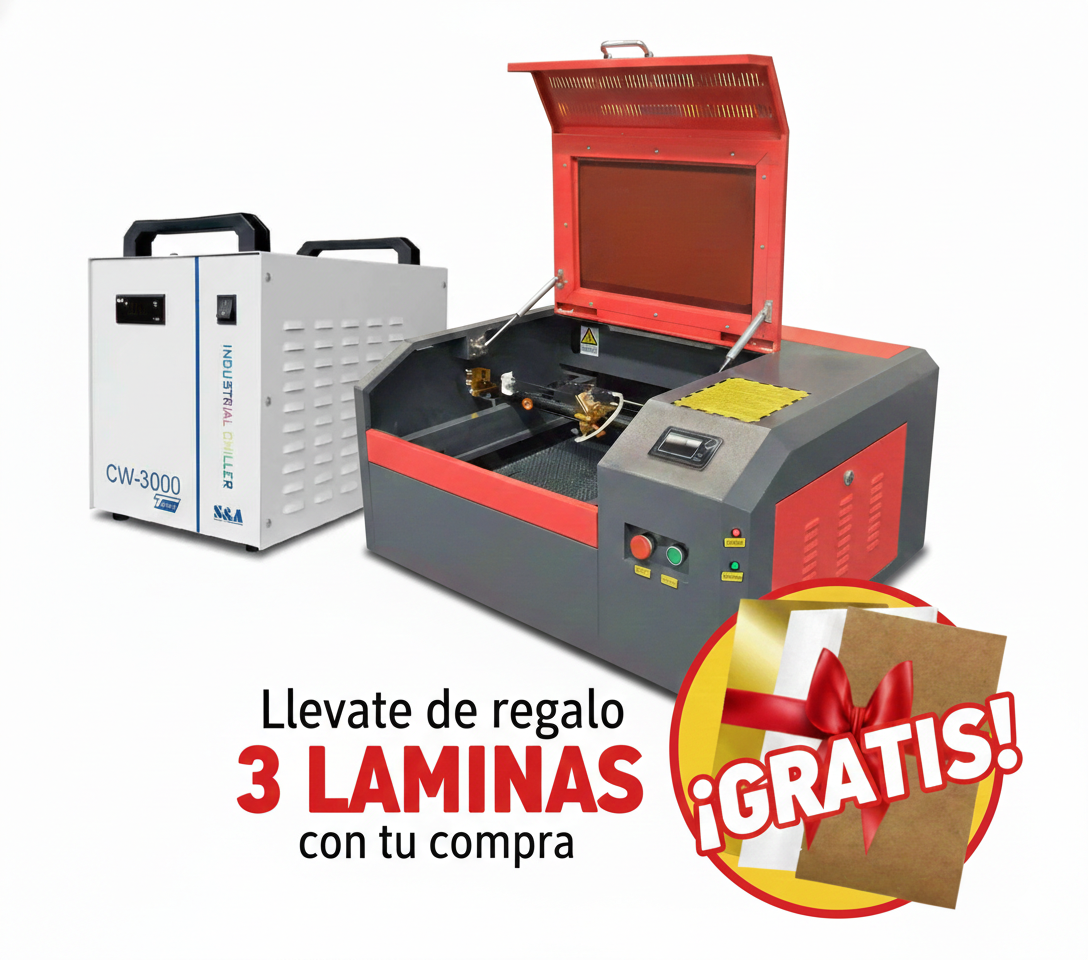 laser 4040 mas chiller Láser Co2 4040 50W PRO + CHILLER CW-3000 - Imagen 1